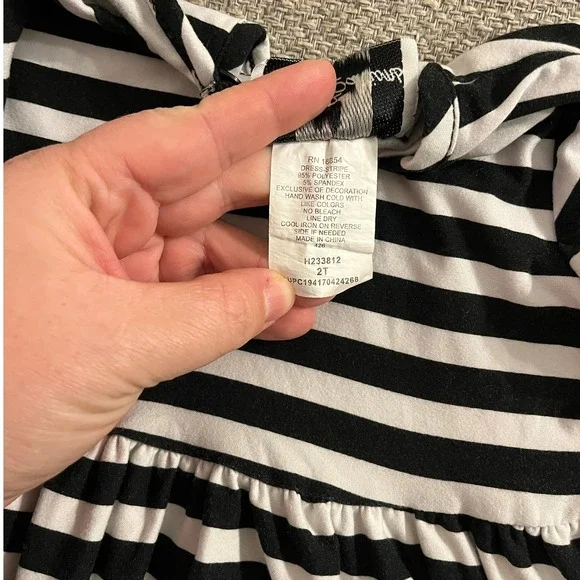 Little Girls 2T Striped Fit and Flare Christmas Tree Embellished Ruffle Dress 2T - Picture 5 of 6